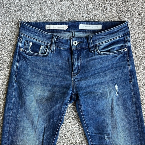Pilcro and the Letterpress Slim Boyfriend Medium Wash Distressed Jeans, Size 25 - Picture 2 of 9